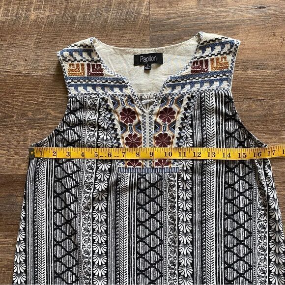 Papillon Embroidered Dress Split Yoke Small Festival Boho Vacation Summer - Picture 8 of 9